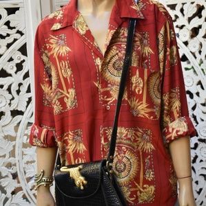 Vintage 90s baroqueprint 100% silk blouse